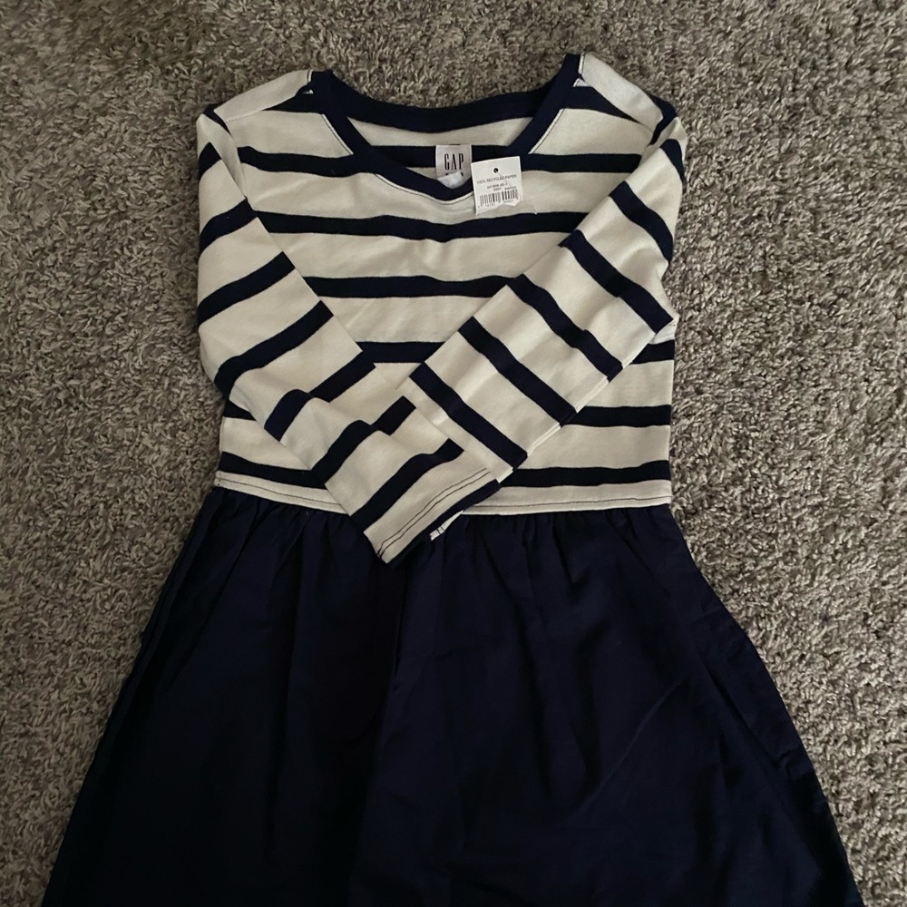Girls Gap navy and white dress